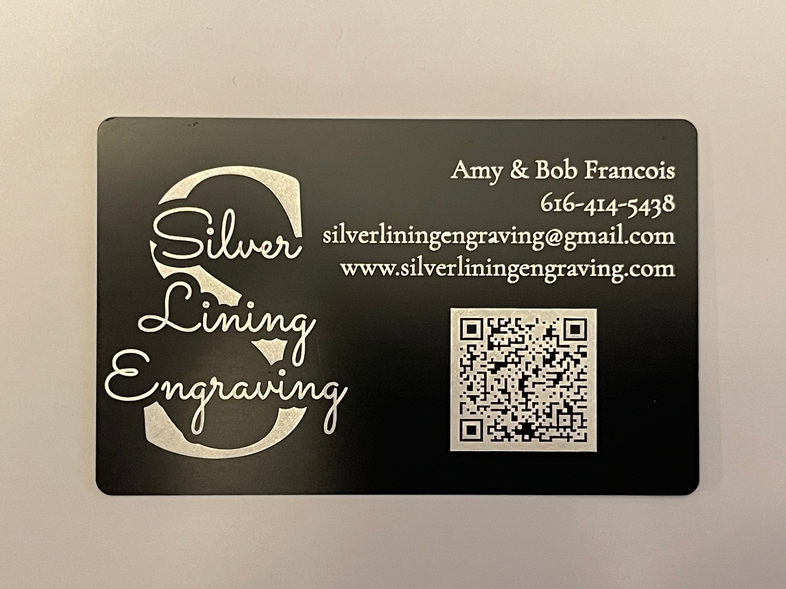 Metal Business Cards, Personalized Laser Engraved Matte Black Aluminum –  EnM Engraving