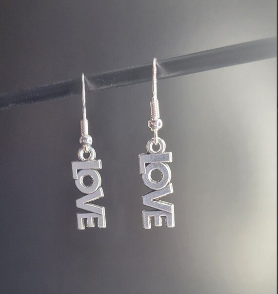 Love word earrings sale