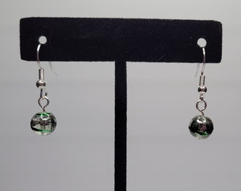 Clear & Green Round Earrings