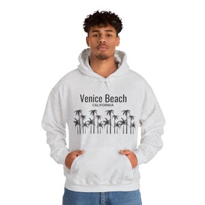 Ocean Blue Hooded Sweatshirt - Cozy Venice Beach Style for Comfort