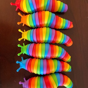 Large Rainbow Fidget Slug - 7 inch Smooth Fidget Toy