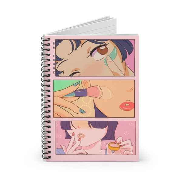 Korean Notebook, Anime Notebook, Aesthetic Notebook For School, Spiral Bound Journal, Aesthetic Journal, Lined Paper Journal