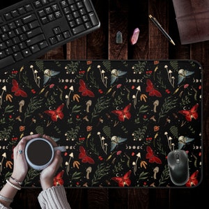 Desk Mat Aesthetic, Desk Mat Witchy, Dark Cottagecore, Witchy Gifts, Moth Gifts, Witchy Desk Decor, Large Mouse Pad  Desk, Whimsigoth Decor