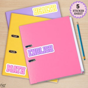 School Subject Stickers, Binder Stickers, School Subject Label, Personalized Stickers for School, Aesthetic School Supplies, Custom Name