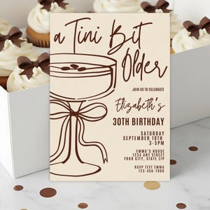 A Tini Bit Older Espresso Martini Birthday Invitation, 30th Birthday Digital Invite, Cocktail Birthday, Editable Canva Template