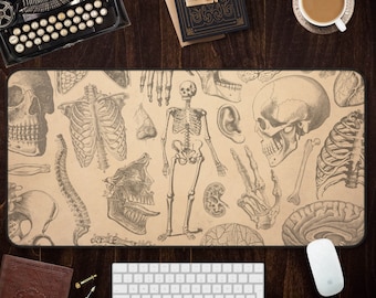 Tapete de escritorio de Dark Academia, anatomía vintage, estética de tapete de escritorio, decoración de Dark Academia, ideas de regalos para computadora, regalos de cumpleaños para él, regalo para esposo