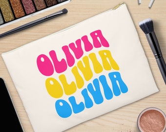 Bolsa de maquillaje personalizada, bolsa de maquillaje personalizada, regalos elegantes para adolescentes, regalos para adolescentes, bolsa de maquillaje estética, nombre de monograma, linda bolsa de maquillaje