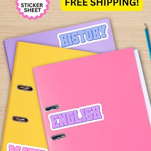School Subject Stickers, Binder Stickers, School Subject Label, Personalized Stickers for School, Aesthetic School Supplies, Custom Name