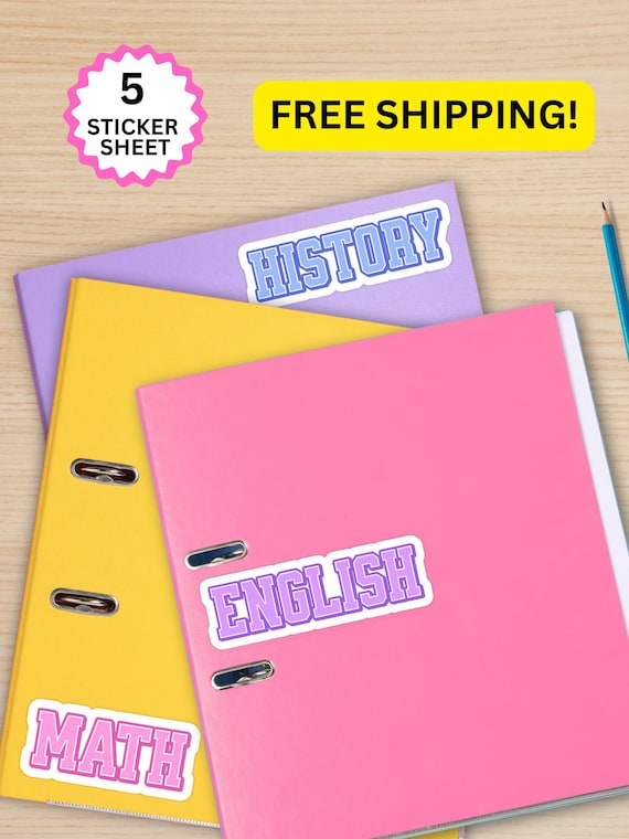 School Subject Stickers, Binder Stickers, School Subject Label, Personalized Stickers for School, Aesthetic School Supplies, Custom Name
