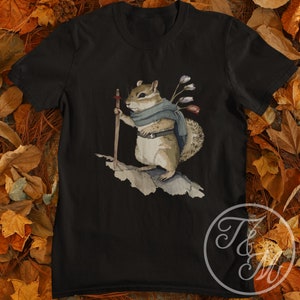 Chipmunk Warrior Watercolor Animal Graphic Design on Unisex Heavy Cotton Shirt