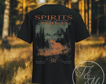 Spirits of the Wild, Fox Spirit Nature Lover Unisex T-shirt, Adventure Tee, Outdoor Apparel, Conservation Gift, Eco-Friendly Fashion