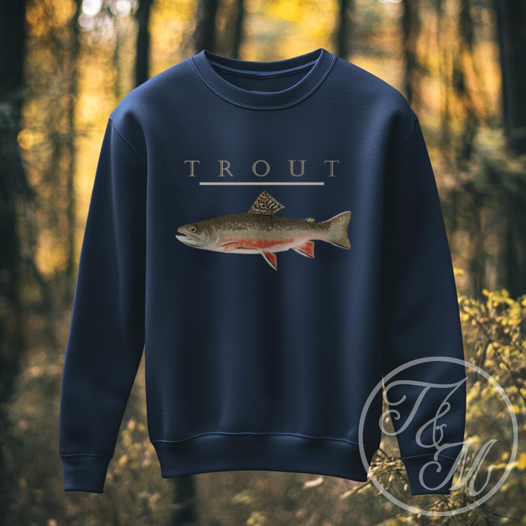 Vintage Brook Trout Fish Design on Unisex Heavy Blend Crewneck