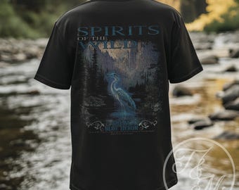 Spirits of the Wild Graphic Tee, Nature Lover Shirt, Eco-Friendly Fashion, Unique Outdoor Gift, Adventure Apparel, Blue Heron Animal Spirit