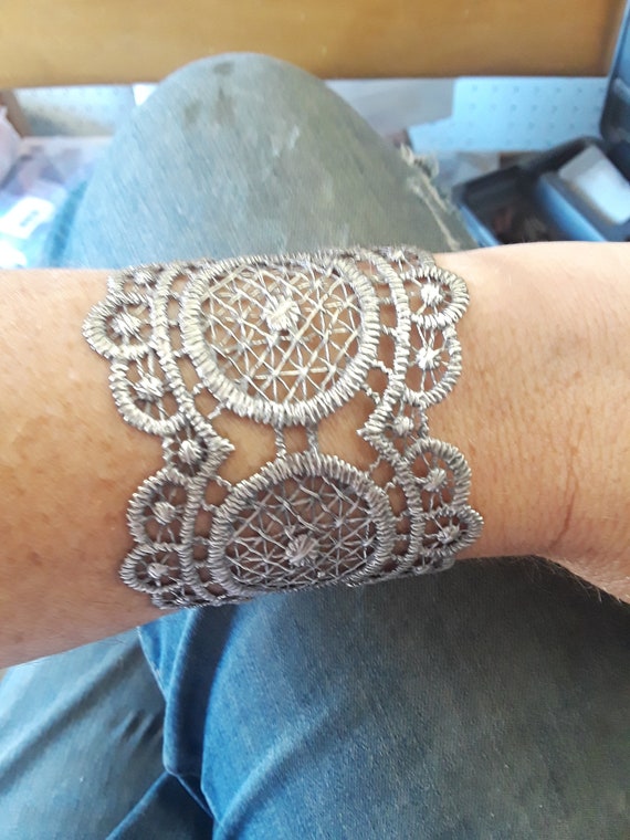 Sterling Silver Lace Cuff Metal Lace Bracelet Lace Cuff Etsy