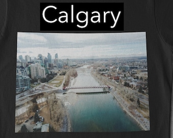 Calgary Skyline T-Shirt, Friedensbrücke, Alberta Kanada
