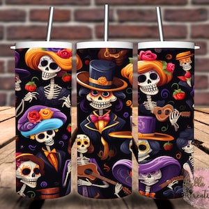 Paquete de envoltura de vasos del Día de Los Muertos (5 imágenes)