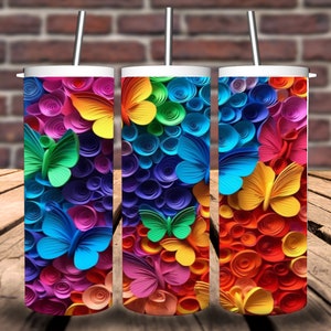 Lot de 3 emballages pour gobelets colorés arc-en-ciel, fleurs et papillons