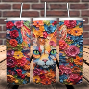 3D kleurrijke katten met bloemenbundel - 5 tuimelaarverpakkingen