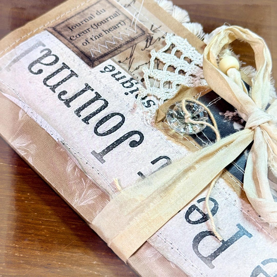 Vintage Inspired Shabby Chic Junk Journal, Handmade Art Journal 8x4" - Etsy