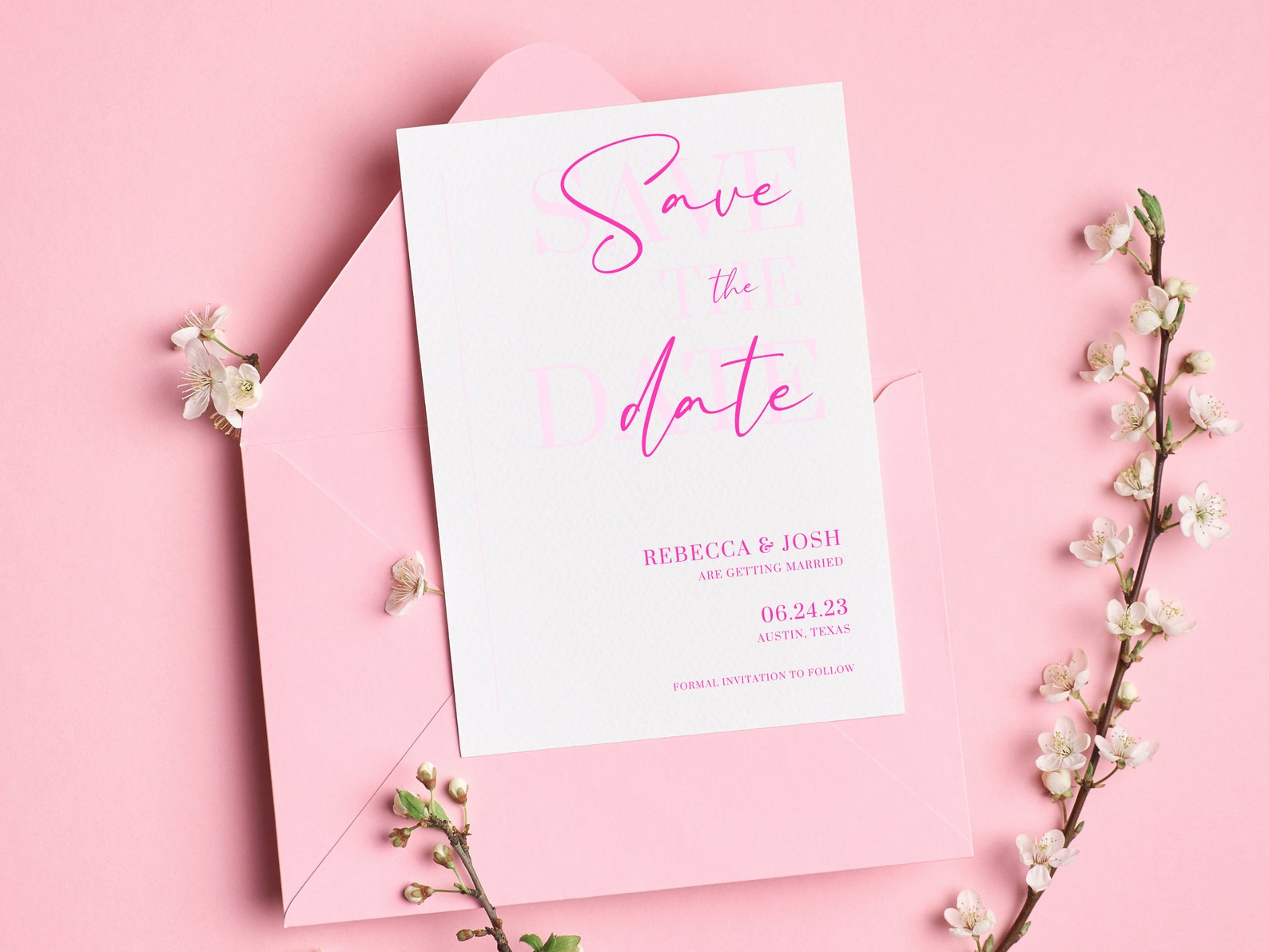 DIY Pink Save the Date Pink Save the Date Template Save the - Etsy