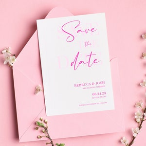 DIY Pink Save the Date Pink Save the Date Template Save the - Etsy