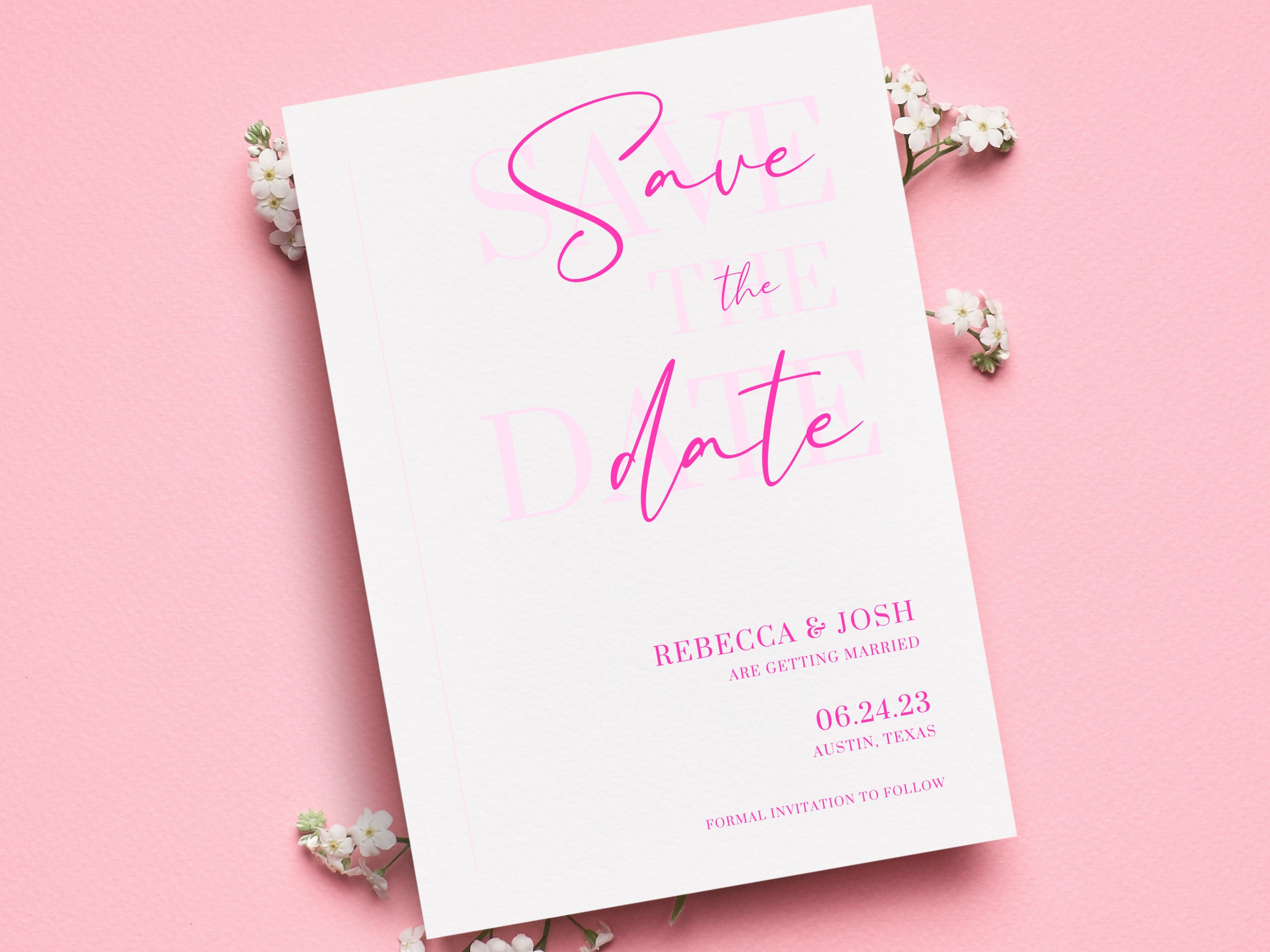DIY Pink Save the Date Pink Save the Date Template Save the - Etsy