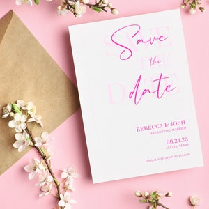 DIY Pink Save the Date Pink Save the Date Template Save the - Etsy