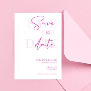 DIY Pink Save the Date Pink Save the Date Template Save the - Etsy