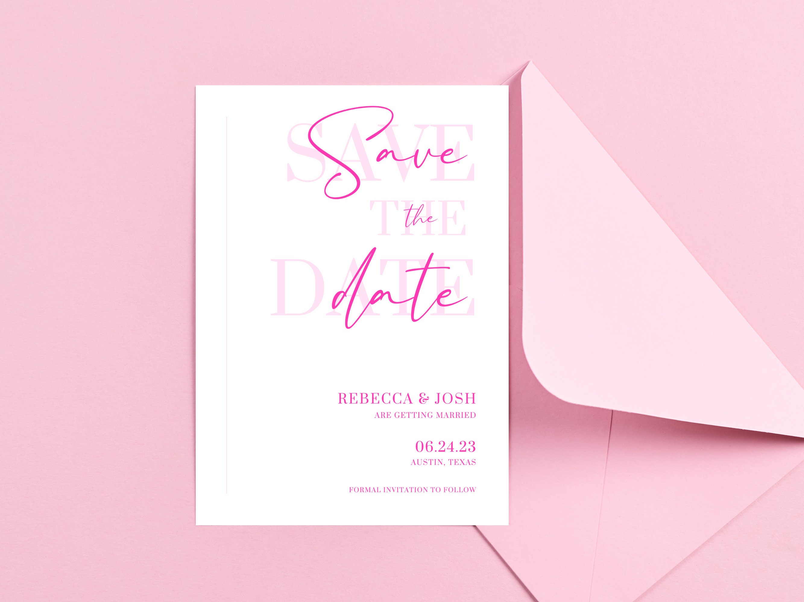 DIY Pink Save the Date Pink Save the Date Template Save the - Etsy