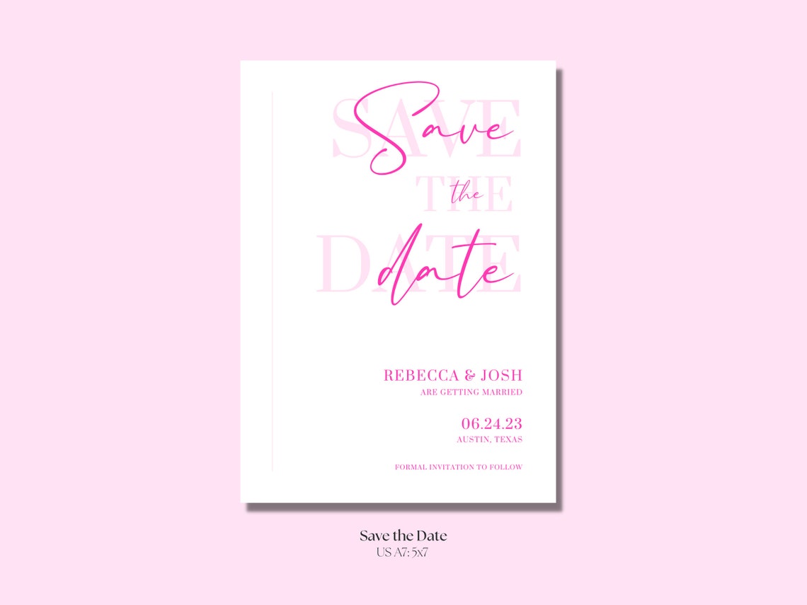 DIY Pink Save the Date Pink Save the Date Template Save the - Etsy