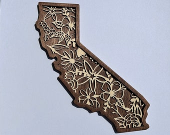 State of California Decor California pride decor California gift Floral decor Floral California Flowers