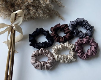 Pure Mulberry silk satin scrunchie, luxury scrunchy set, neutral silk tie hairband