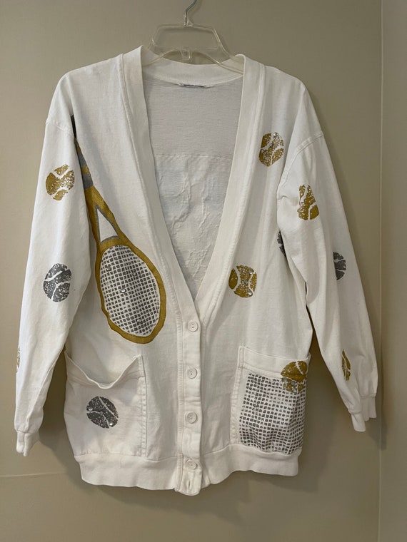 Vintage Handmade Tennis Cardigan and Shirt - image 4