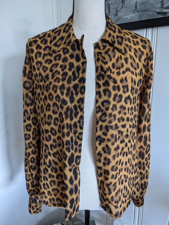 Vintage 90s Cheetah Print Button Up Top - image 1