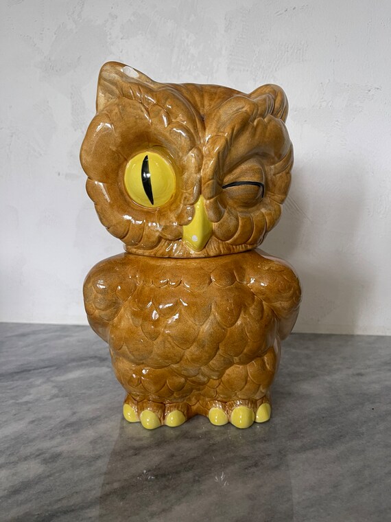 Vintage Owl Cookie Jar Etsy