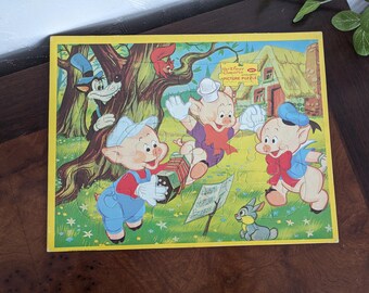 Vintage 1970s 3 Little Pigs Disney Picture Puzzle