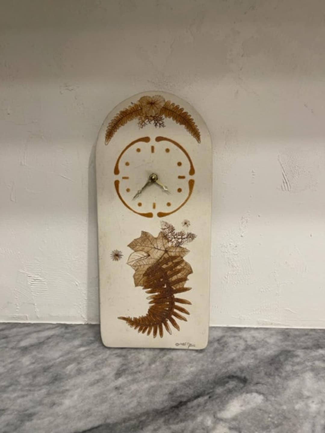 Handmade Tile Leaf Imprint Artsy Clock - Etsy