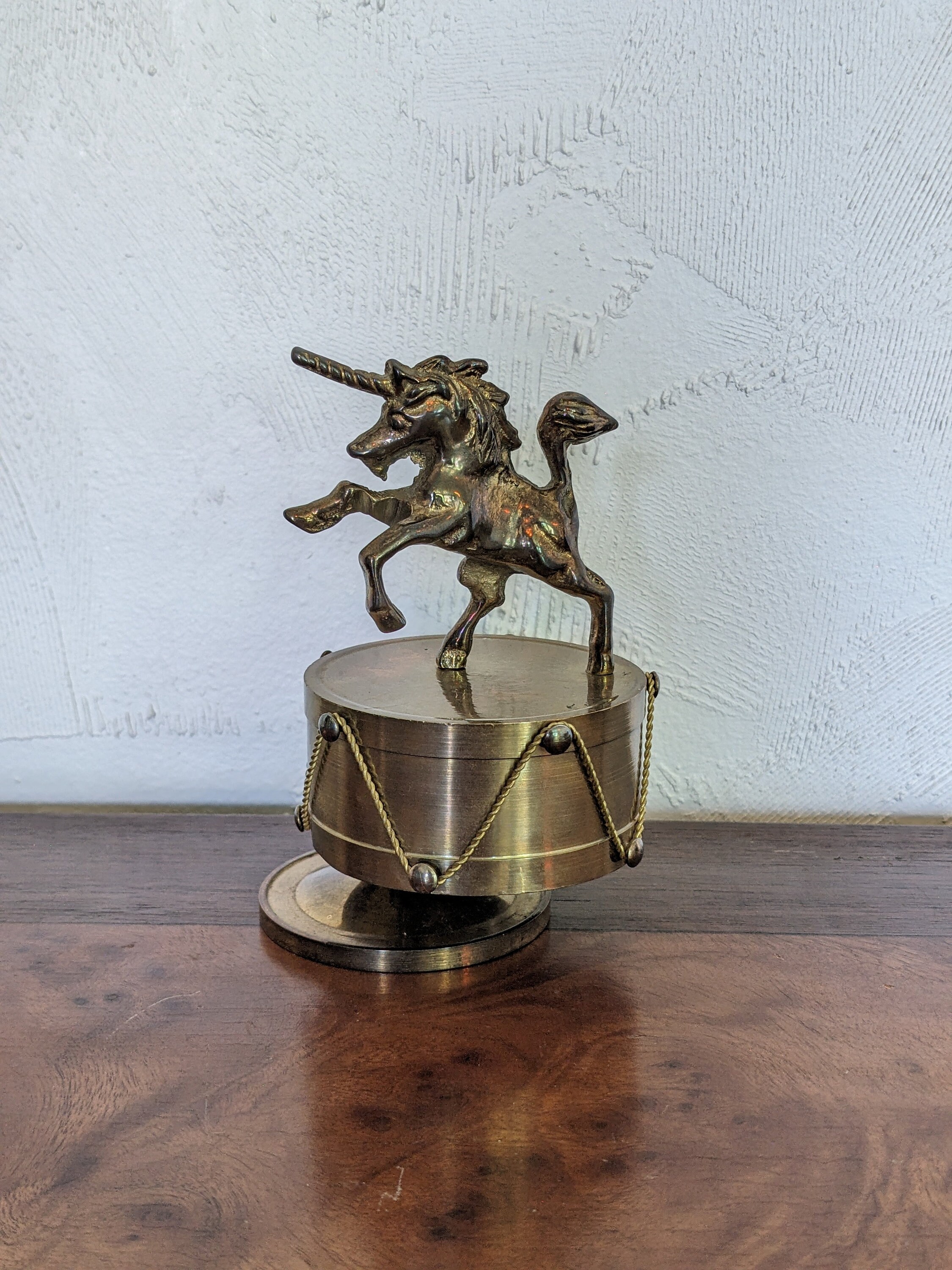 Vintage Brass Unicorn Music Box - Etsy