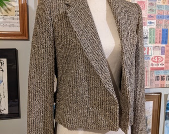 Vintage Woven Cropped Blazer