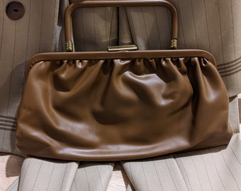 Bolso de Mano Vintage de Piel Marrón