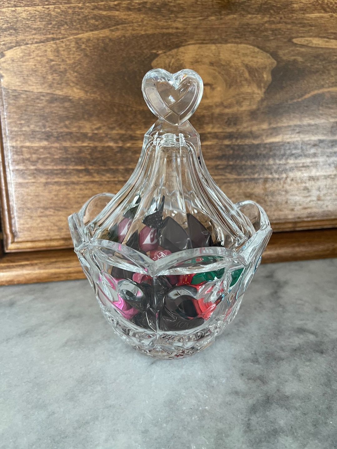 Crystal Heart Candy Dish With Lid Etsy