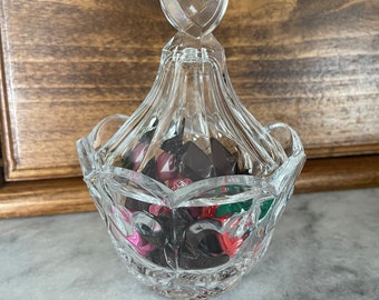 Crystal Heart Candy Dish with Lid