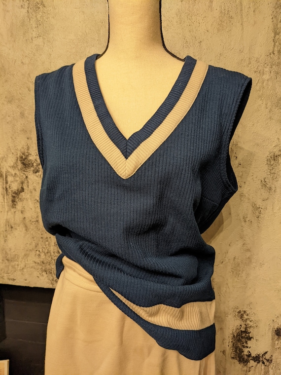 Vintage Navy Skirt Vest Set