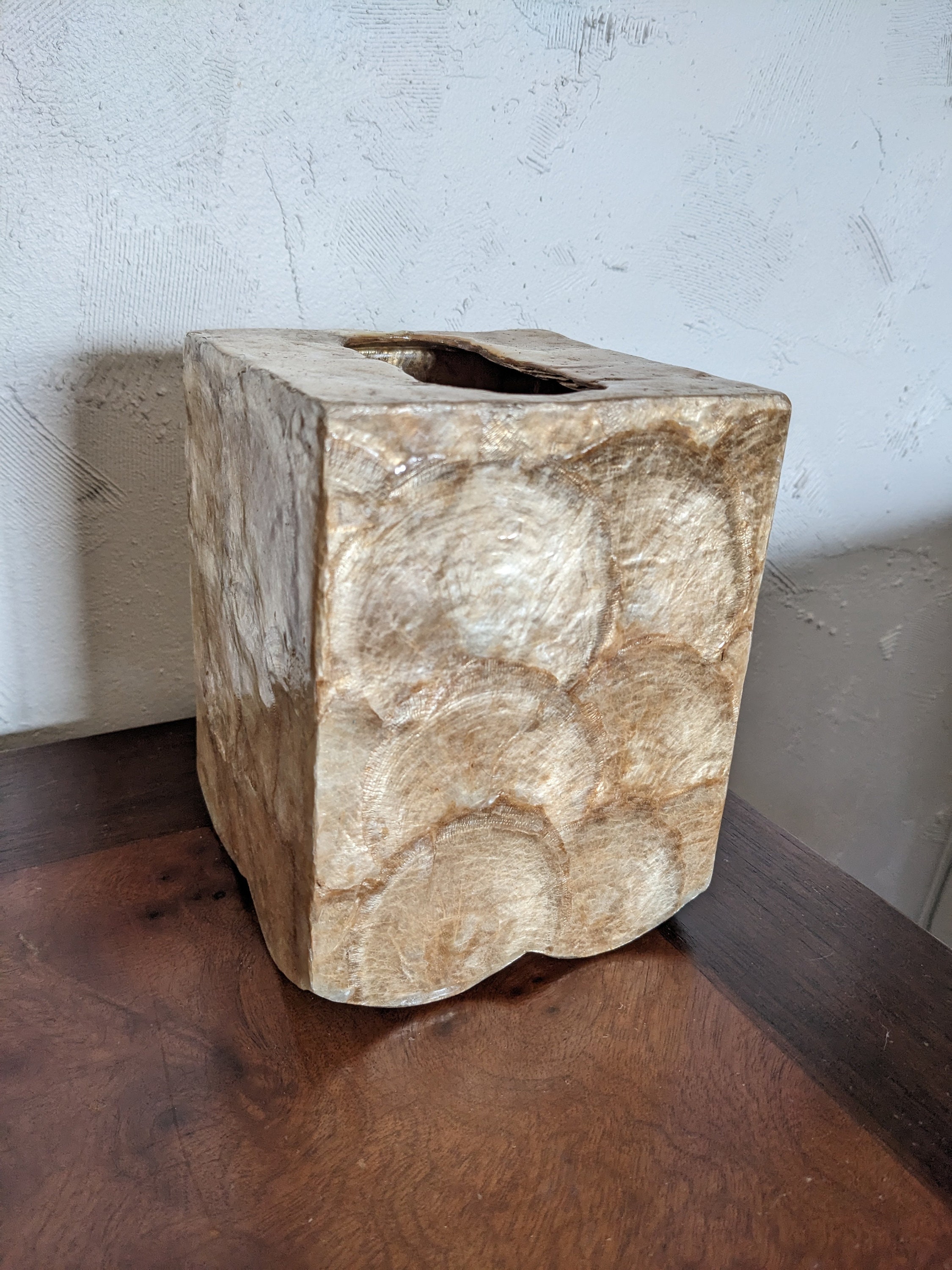 Vintage Capiz Shell Tissue Box Cover - Etsy