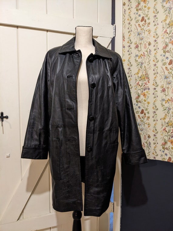 Longline Vintage Leather Jacket - image 3