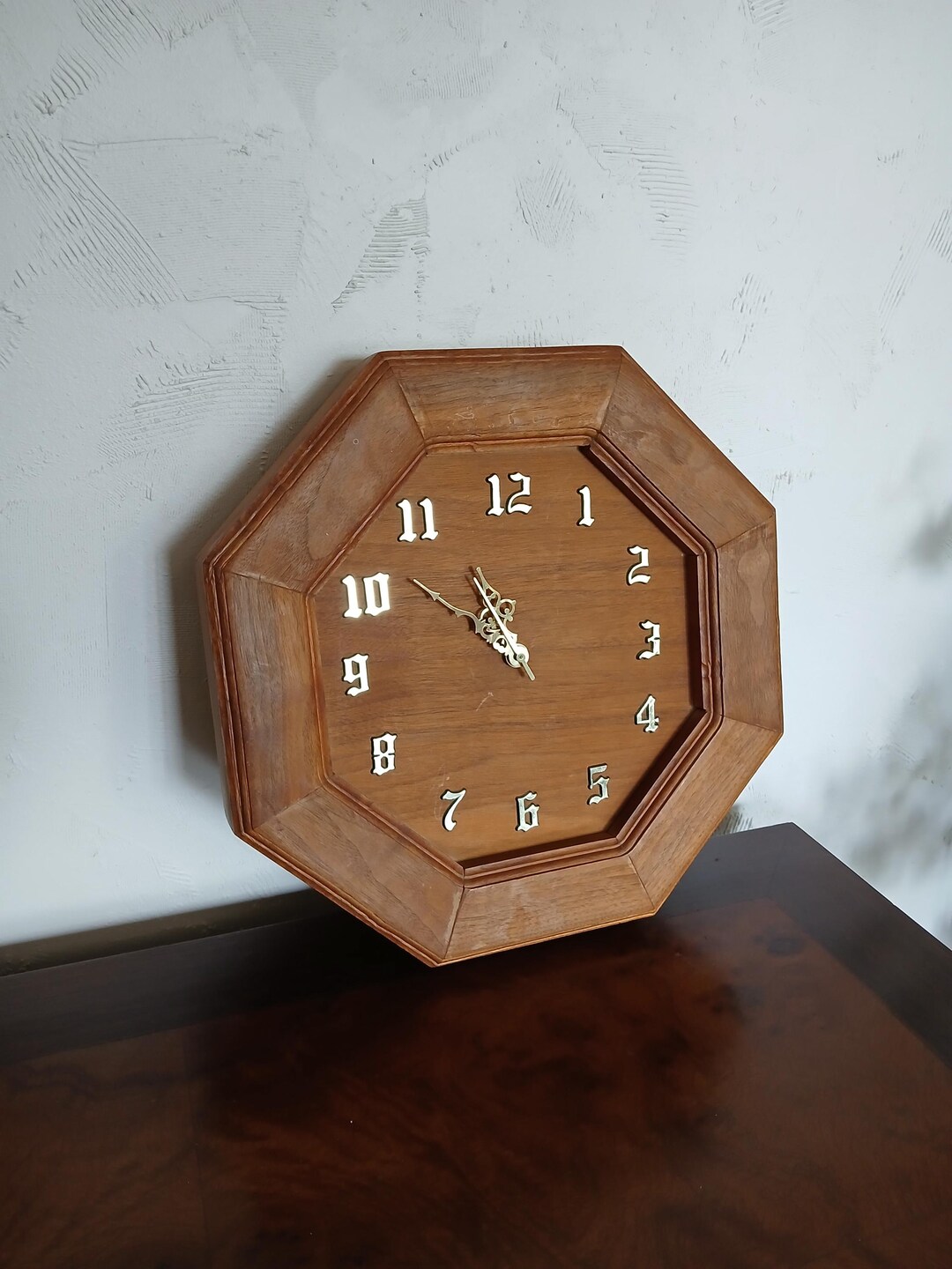 Vintage Wooden Octagon Clock in Working Condition - Etsy