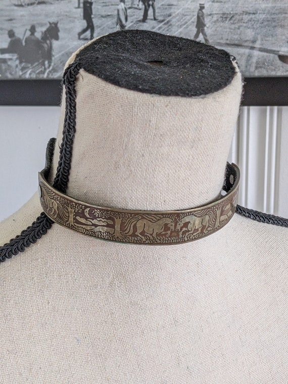 Leather and Brass Unicorn Choker Necklace Headband