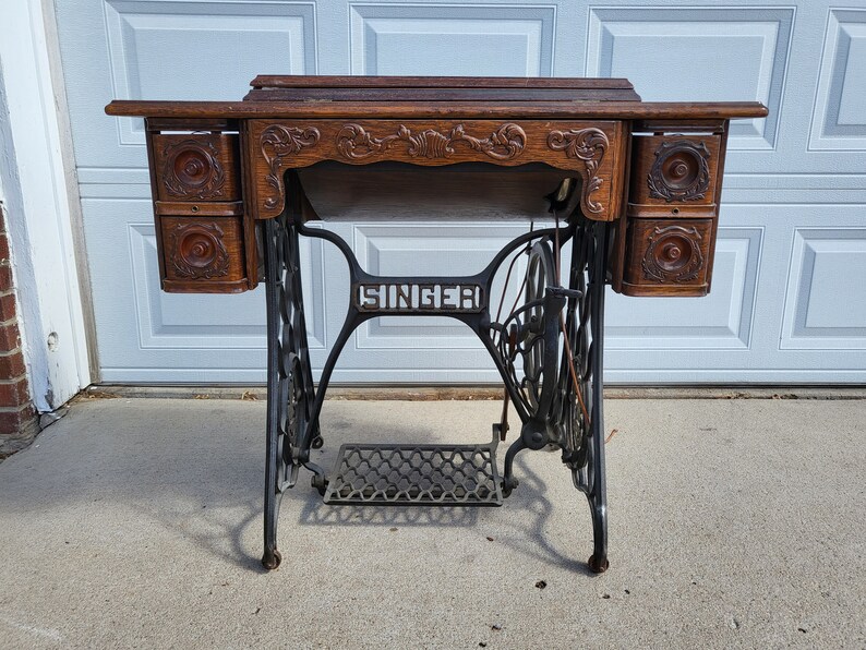 Antique Singer Sewing Table Sphinx Model 27 Etsy