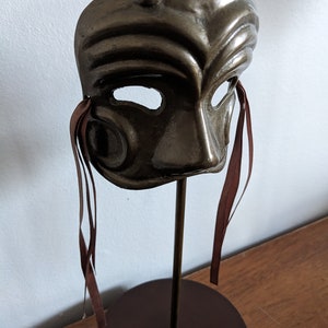 Vintage Brass Theater Masquerade Mask on Stand image 6