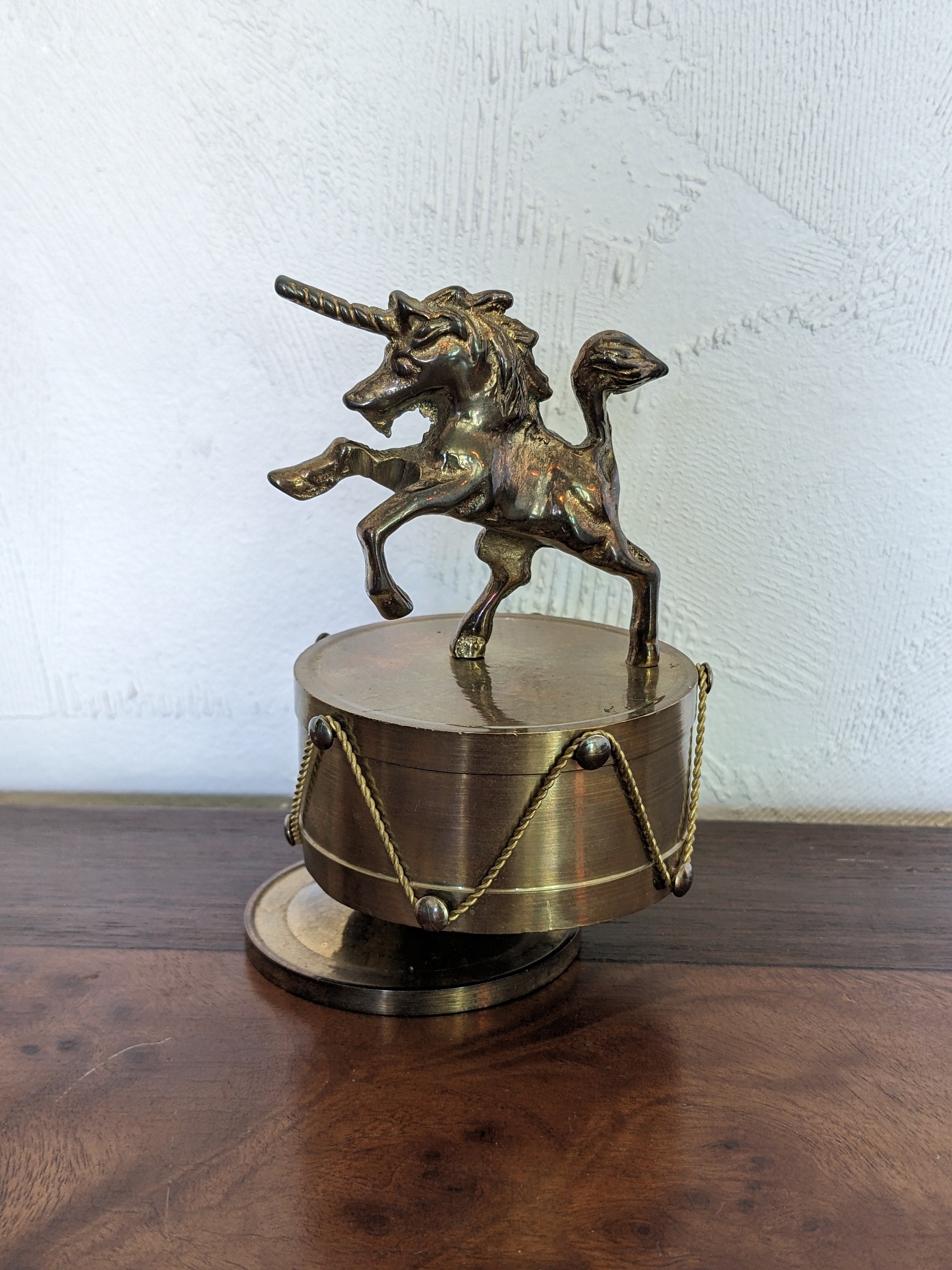 Vintage Brass Unicorn Music Box - Etsy